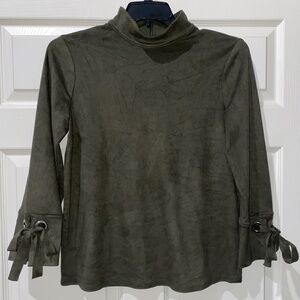 Chico's Olive Green Blouse with Tie Sleeves